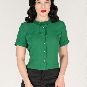 Ingrid 1940s Retro Blouse in Green